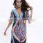 2016 Wholesale Hot Sale Casual Sexy V-neck oversized Beach Dress with Pattern for Women