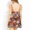 nighties deep v fancy floral chiffon brace short dress trimmed with agaric laces