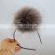 15cm large raccoon fur pompom hair hoop fluffy fur pompon hairband wholesale