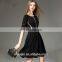 Short sleeve black knit dress with beads dress China supplier