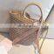 New hand knit straw handbag bucket shoulder bag for women