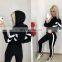 Custom Print Logo High Waist Long Sleeve Two Piece Blank Crop Top Custom Logo Women Custom Plain Sweat Suits