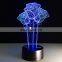 Hot Selling Acrylic 3d Nigh Light Roses USB Touch lamp Led Desk lamp Valentines Wedding Decoration