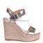 Women attractive gold croc rope ankle strap platform sandals ladies party shoes(sandalias mujer)