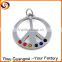 2016 new Stainless steel peace sign necklace with rhinestone