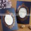 Luxurious royal dark blue laser cut wedding invitations for wedding with golden embossed pattern                        
                                                Quality Choice