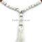 Original Natural Wood Grain Beads White Turquoise Beads Alloy Beads Long Tassel Necklace