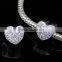 Wholesale White CZ Gemstones Heart Shaped Silver Beads BCZ43B