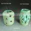 Antique tealight LED light candle holder garden lantern green ceramic hanging lamp