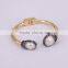 Fashion Metal Gold Plated Brass Pearl Bangle, with Freshwater Pearl and Crystal Paved Druzy Gem Jewelry Bangles