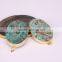 Natural Agate Stone Pendant, Gold Plated Edged Oval Shape Slab Stone Pendant, Double Flat Ocean Agate Gem Stone Pendants