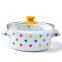 High Quality 16/18/20/22/24cm Straight Colorful Polka Dots Enamel Casserole With Glass Lid