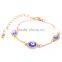 Round Rhinestone Evil Eye Bracelet Gold Chain Bracelet