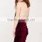 crossover ruched detail open back mature party wear velvet dress women sexy