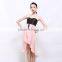 2017 new fashion patchwork chiffon skirt black leather tube top