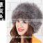 Woman and Man Fashion Fox Faux Fur Russian Hats With Satin Lining/Round Top Unisex Winter Cap Hats
