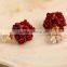 2016 New Arrived Crystal Rose Flowers Stud Earring Colors Wholesale Double Side Flower Design Stud