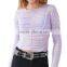 2017 OEM Sheer Minimal-femme Long Sleeves Ruched Fancy Blouse