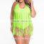 Free prom beach dress fresh sringe ornament plus-size triangle one-piece swimsuit for fat women