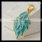 2015 fashion blue enamel leaf charm pendant for necklace epoxy leaf charm