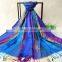 Latest design lady elegant colorful peacock custom logo winter shawl pashmina scarf with tassels