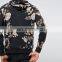 Black Side Slant Pockets All-over Floral Print Hoodie