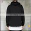 Mens clothing wholesale zippered kangaroo pocket plain black hoodie