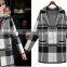 2016 Wholesale Knitwear Manufacturer Grey & White Winter Womens Sweater Coat