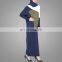 Islamic loose dress malaysia Indonesia bat sleeve long dress knitting navy blue dubai kaftan abaya muslim women maxi dress