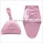 2 Pieces Baby Swaddle Blanket Hat Set Knitted Cotton New Born Baby Sleeping Bag For 0-6 M