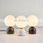 Natural Marble White Black Green Led Desk Lamp Modern Decorative Round Ball Small Table Lamp