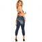 Nine-point ripped women's small feet tight-fitting hip-lifting fashion jeans