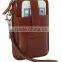 wholesale vintage cowhide leather zipped men wallet bifold long wallet with phone pocket