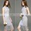 2017 hot new women hollow knit dress sleeveless slim hip long dress with tassel