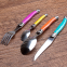 Food Grade Reusable Stainless Steel Creative Handle Kitchen Restaurant Cutlery Set With Colored Handle