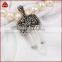 Wholesale natural clear aura crystal quartz boho pendants, black CZ paved crystal boho pendants