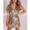 Cheap petite glitter v neck dresses gold with factory prices