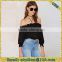 long sleeve shoulder-off black sexy cool women blouse
