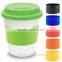 BPA Free Double Wall plastic Coffee Cups with silicone sleeves and covers
