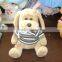 promotional cute sitting 4-color plush dogs with knitted T-shirt