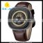 WJ-5531 special square dial design stylish clock waterproof genuine leather Megir watch for men