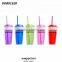 Plastic Clear Tumbler with Straw and Snack or food Container