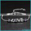 2016 Wholesale Fashion 925 Sterling Silver Purple CZ Love Charm Bracelets For Women Jewelry