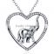 Best Selling Products 925 Sterling Silver Heart Shape Elephant Pendant Necklace Micro Pave Jewelry Wholesale