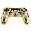 for PS4 Chrome Front Back Housing Controller Gold Shell Polished Glossy Case Cover Controller Grip Handle (Gold Plating)