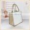 jute bag white color front and back,nature with side,linen fabric inner