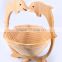 Animal Dolphin Spiral Cut Carved Bamboo Wood Carved Folding Fruit Serving Food Soft Bread Basket