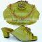 Italian leather hand bag mix middle heel women sandals shoes and bag set