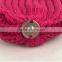 Myfur Hot Pink Fluffy Raccoon Fur Ball Knitted Beanie Hat for Fashion Lady