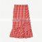 Latest ladies fashion wholesale high quality red plaid frilled skirt